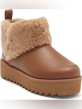 New UGG Ultra Mini Alina Curled Genuine Shearling Platform Boot Sz 10